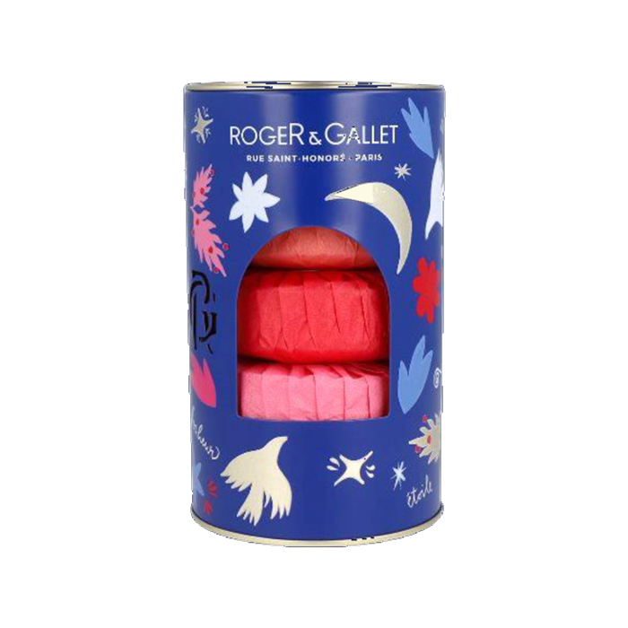 Roger & Gallet Trío Jabón Redondo Bienestar Gingembre Rouge 100g + Fleur de Figuier 100g + Rose 100g