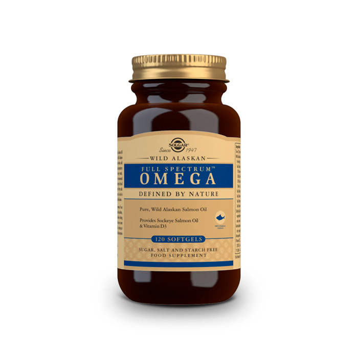 Solgar Full Spectrum Omega Aceite de Salmón Salvaje de Alaska 120 Cápsulas Blandas