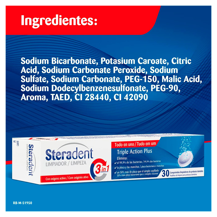 Steradent Active Plus 60 + 30 Pastillas Limpiadoras de Regalo - Atida