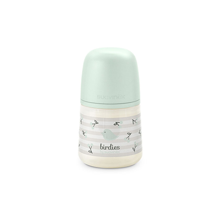 Suavinex Biberón Birdies con Tetina Fisiológica Sx Pro Silicona Flujo Lento +0m 150ml Verde