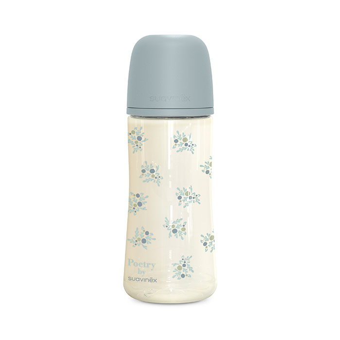 Suavinex Biberón Poliamida Poetry Tetina Fisiológica Sx Pro Silicona Flujo Denso 360ml Azul +6m