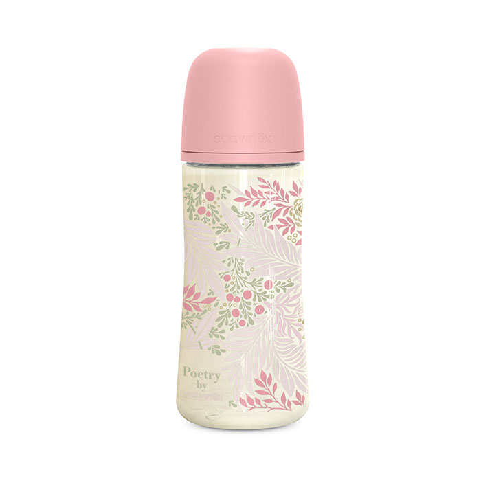 Suavinex Biberón Poliamida Poetry Tetina Fisiológica Sx Pro Silicona Flujo Denso 360ml Rosa +6m