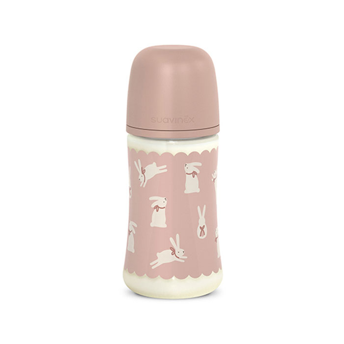 Suavinex Biberón Poliamida Wonderland Tetina Fisiológica Sx Pro Silicona Flujo Medio 270ml Conejos Rosa
