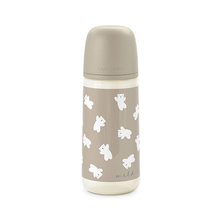 Suavinex Biberón Prints con Tetina Fisiológica Sx Pro Silicona Flujo Denso +6m 360ml Marrón