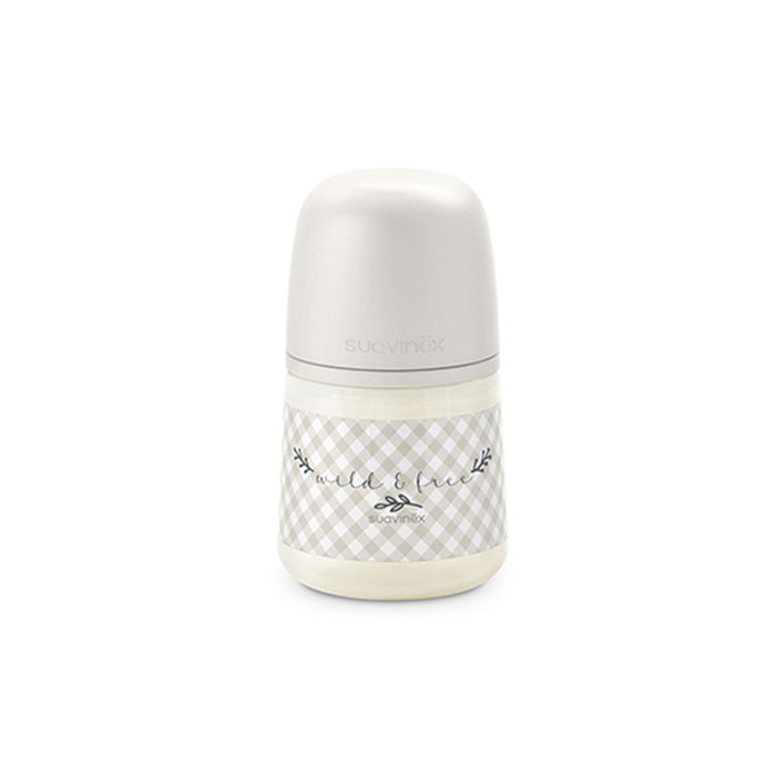 Suavinex Biberón Prints con Tetina Fisiológica Sx Pro Silicona Flujo Lento +0m 150ml Blanco