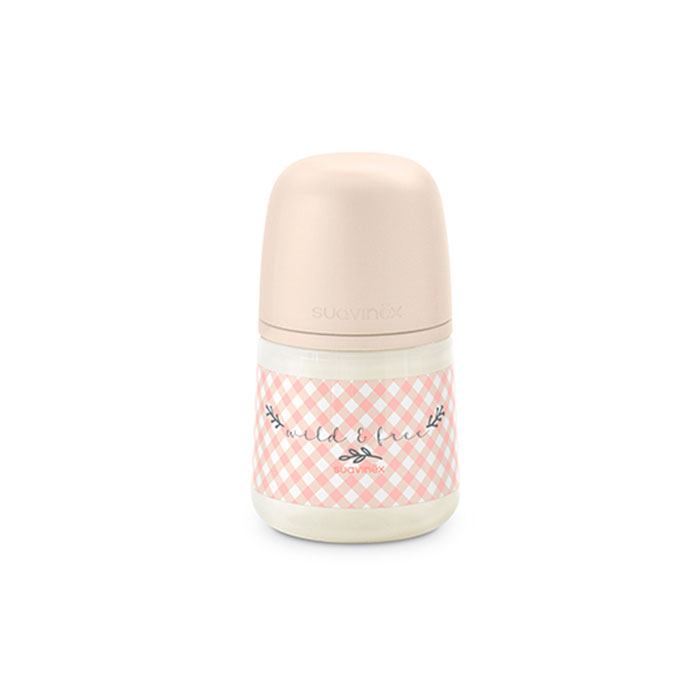 Suavinex Biberón Prints con Tetina Fisiológica Sx Pro Silicona Flujo Lento +0m 150ml Nude