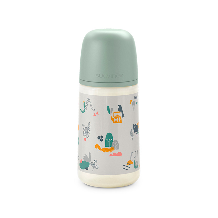 Suavinex Biberón Prints con Tetina Fisiológica Sx Pro Silicona Flujo Medio 270ml Verde