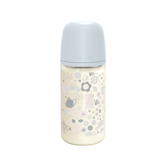 Suavinex Biberón Vidrio Wonderland Tetina Fisiológica Sx Pro Silicona Flujo Medio 240ml Azul