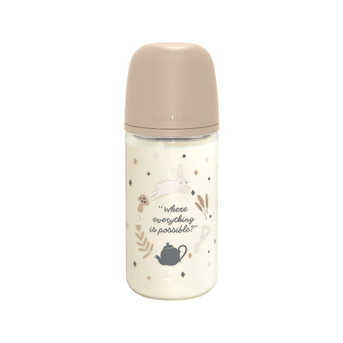 Suavinex Biberón Vidrio Wonderland Tetina Fisiológica Sx Pro Silicona Flujo Medio 240ml Beige