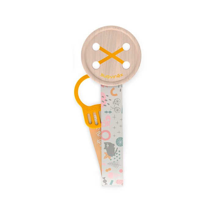 Suavinex Broche Pinza con Cinta Prints +0m Amarillo