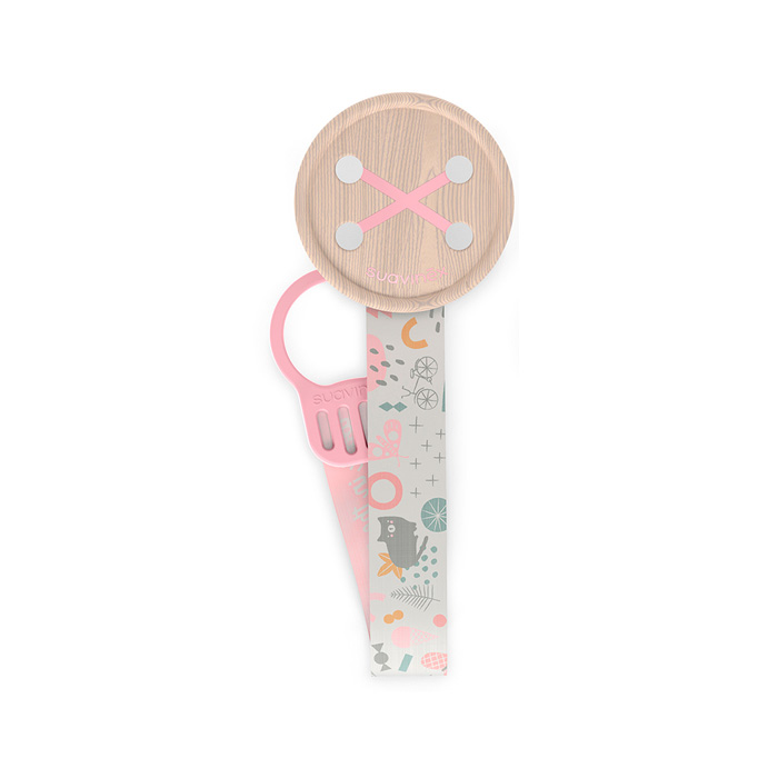 Suavinex Broche Pinza con Cinta Prints +0m Rosa