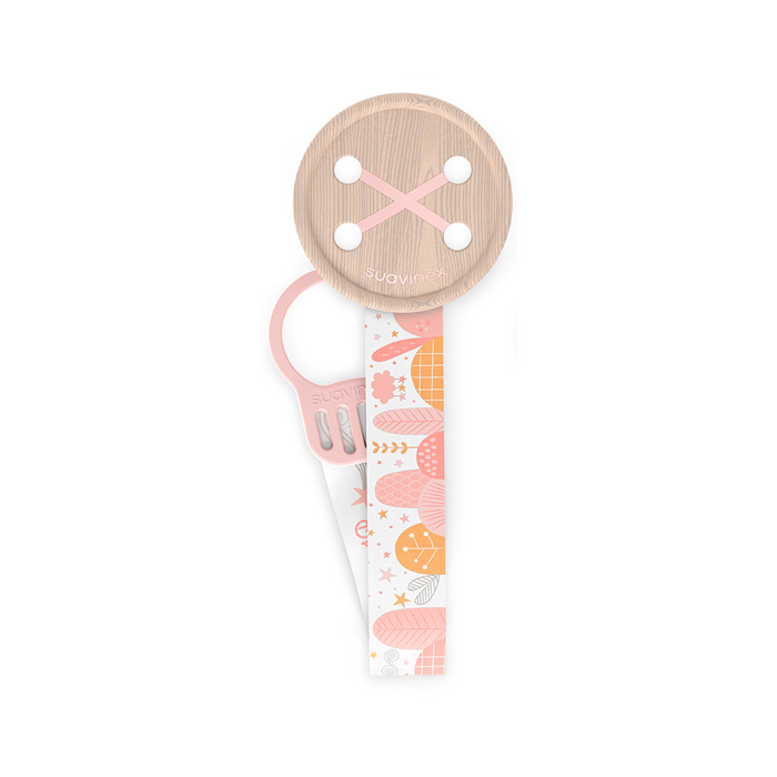 Suavinex Broche Pinza con Cinta Prints +0m Salmón