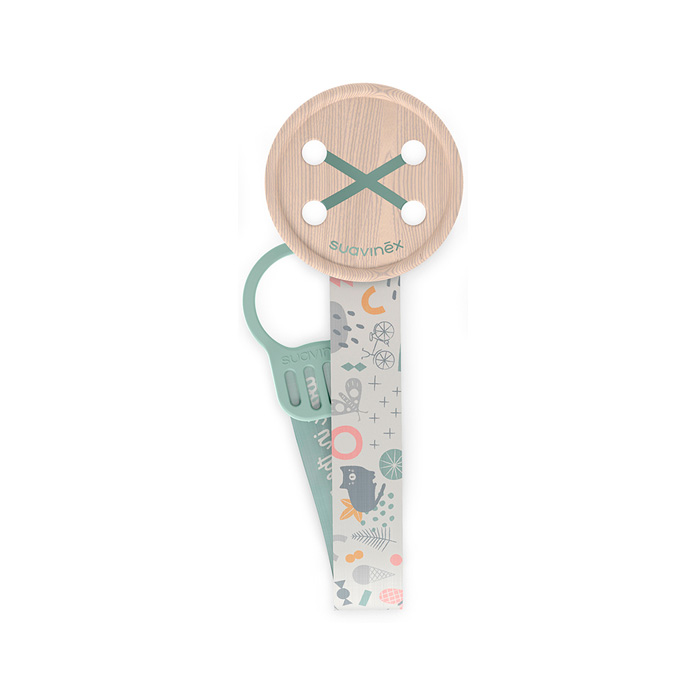 Suavinex Broche Pinza con Cinta Prints +0m Verde