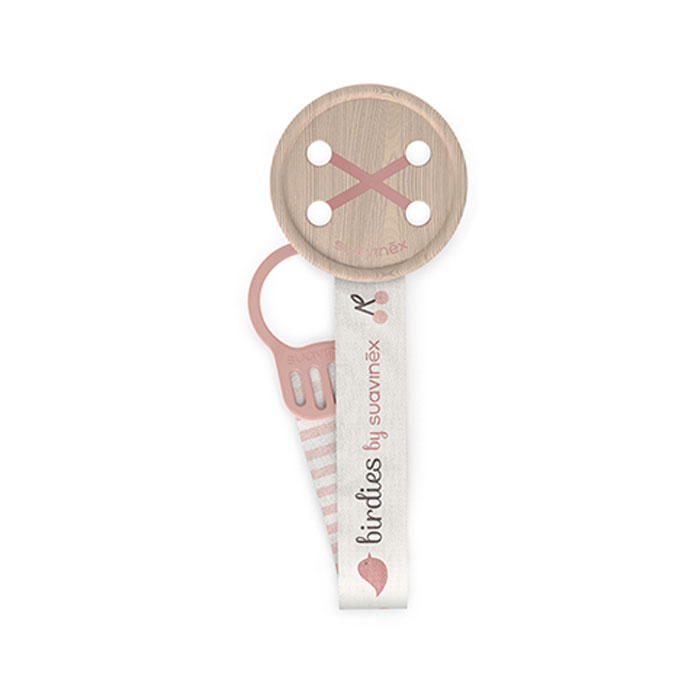 Suavinex Broche Pinza con Cinta Prints Birdies +0m Rosa