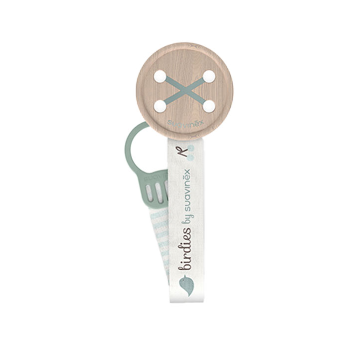 Suavinex Broche Pinza con Cinta Prints Birdies +0m Verde