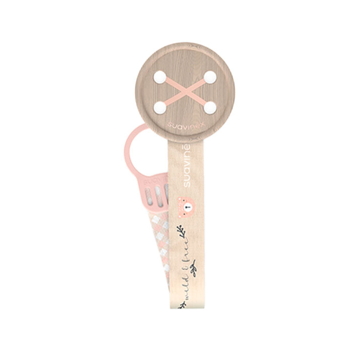 Suavinex Broche Pinza con Cinta Prints Wild & Free +0m Salmón