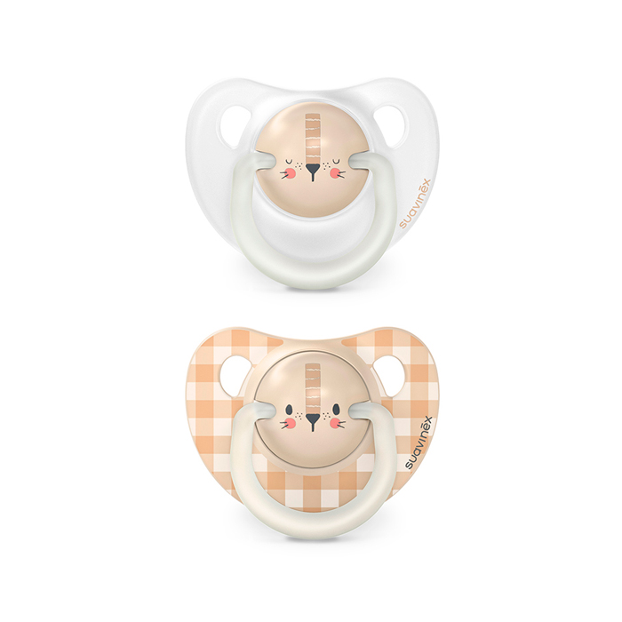 Suavinex Pack Chupetes Night & Day Tetina Anatómica Sx Pro 0-6m Blanco y Naranja