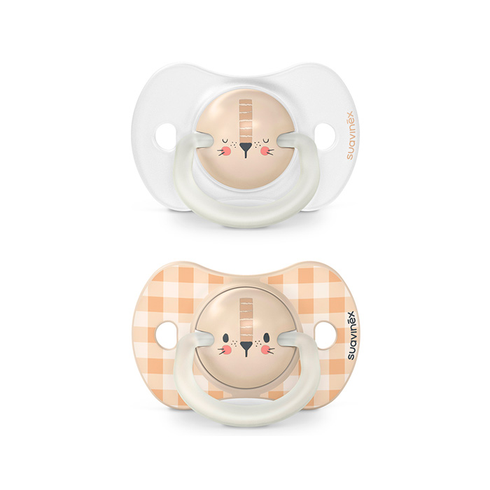 Suavinex Pack Chupetes Night & Day Tetina Fisiológica Sx Pro 6-18m Blanco y Naranja