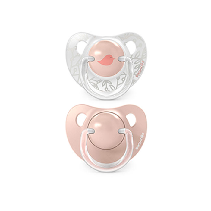 Suavinex Pack Chupetes Prints Birdies Tetina Anatómica Silicona 0-6m Rosa