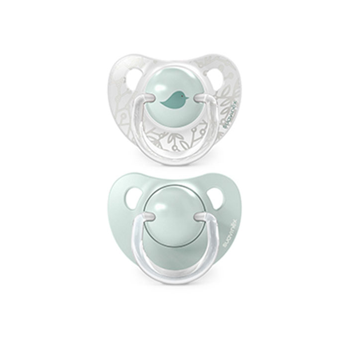 Suavinex Pack Chupetes Prints Birdies Tetina Anatómica Silicona 0-6m Verde