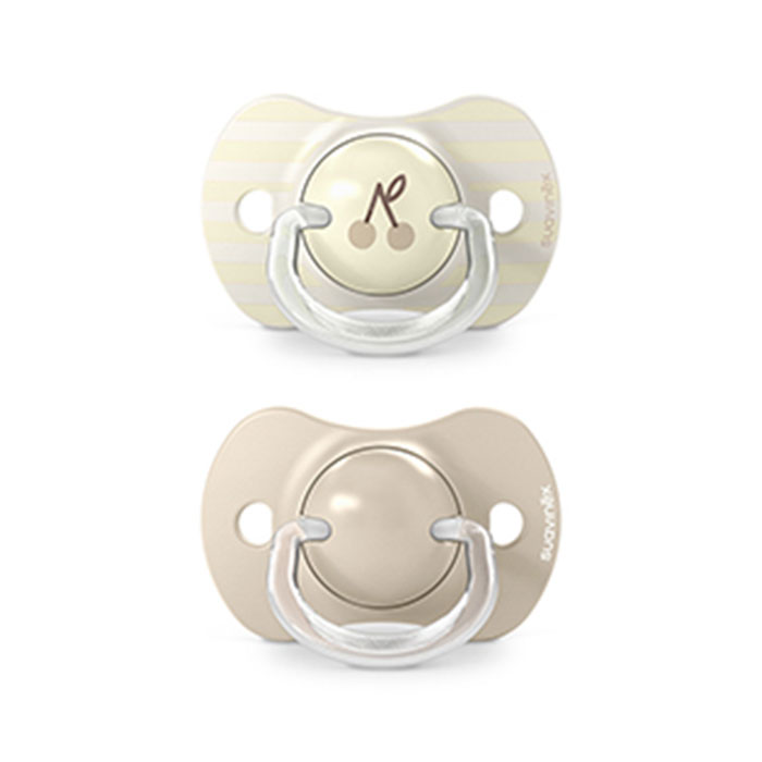 Suavinex Pack Chupetes Prints Birdies Tetina Fisiológica Sx Pro +18m Gris y Amarillo