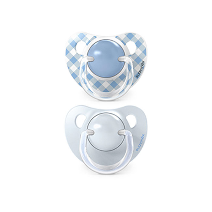 Suavinex Pack Chupetes Prints Tetina Anatómica Silicona 0-6m Blanco y Azul