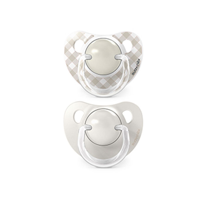 Suavinex Pack Chupetes Prints Tetina Anatómica Silicona 0-6m Blanco y Gris