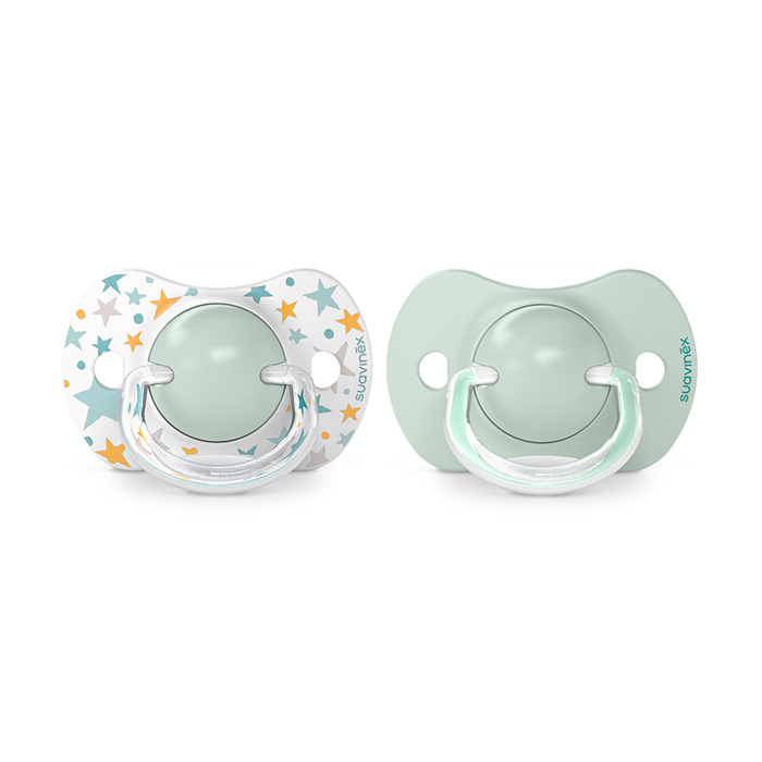 Suavinex Pack Chupetes Prints Tetina Fisiológica Sx Pro 6-18m Blanco y Verde