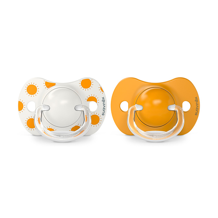 Suavinex Pack Chupetes Prints Tetina Fisiológica Sx Pro 6-18m Blanco y Amarillo