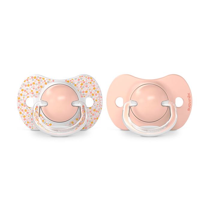 Suavinex Pack Chupetes Prints Tetina Fisiológica Sx Pro 6-18m Blanco y Rosa