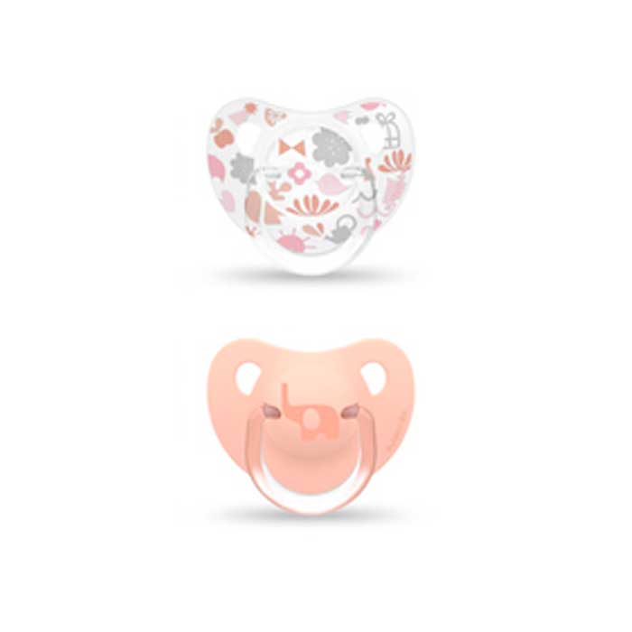 Suavinex Pack Chupetes The New Classic con Tetina Anatómica Silicona 6-18m Transparente y Rosa