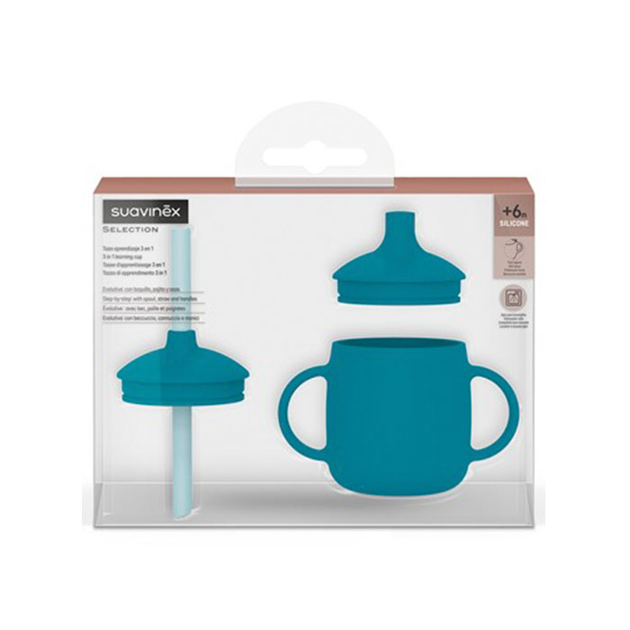 Suavinex Taza Aprendizaje 3 en 1 Silicona Colour Essence Azul Oscuro