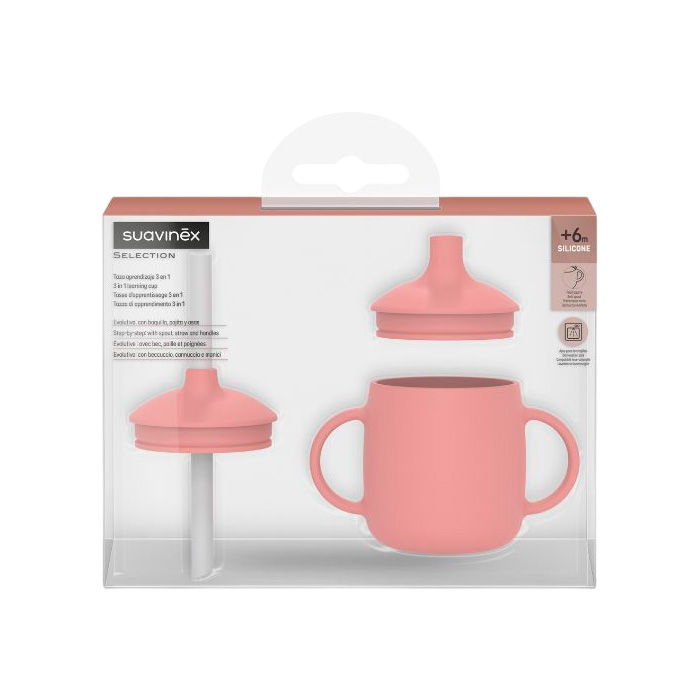 Suavinex Taza Aprendizaje 3 en 1 Silicona Colour Essence Rojo