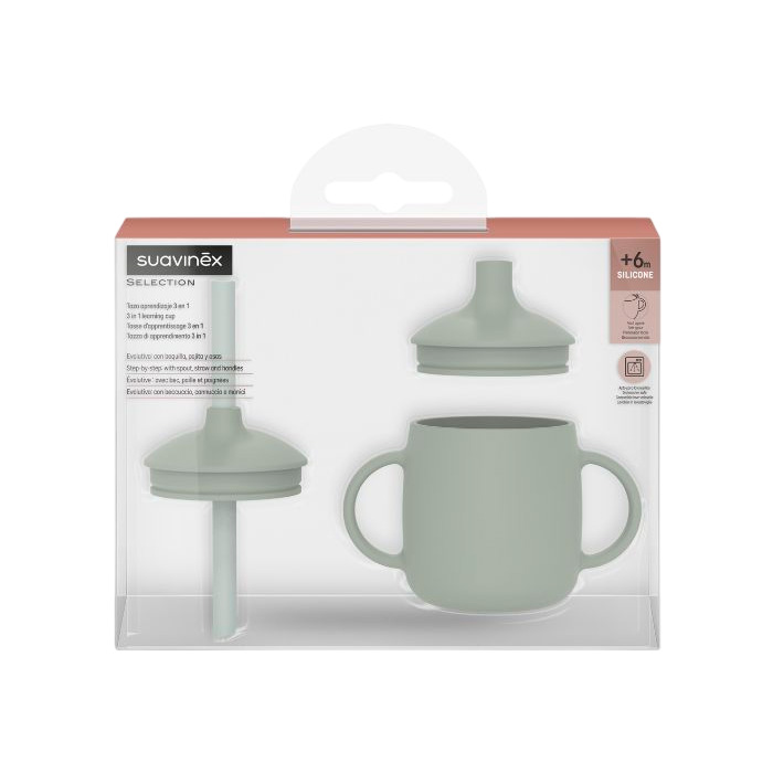 Suavinex Taza Aprendizaje 3 en 1 Silicona Colour Essence Verde