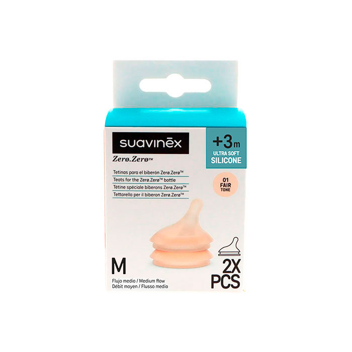 Suavinex Tetina Anticólico Zero Zero Flujo Medio 01 Fair +3m 2 Uds
