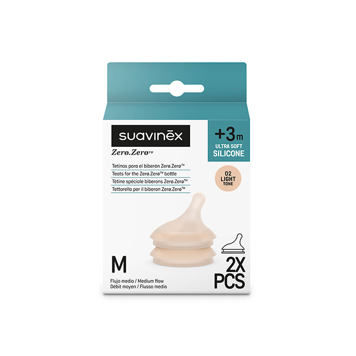 Suavinex Tetina Anticólico Zero Zero Flujo Medio 02 Light +3m 2 Uds
