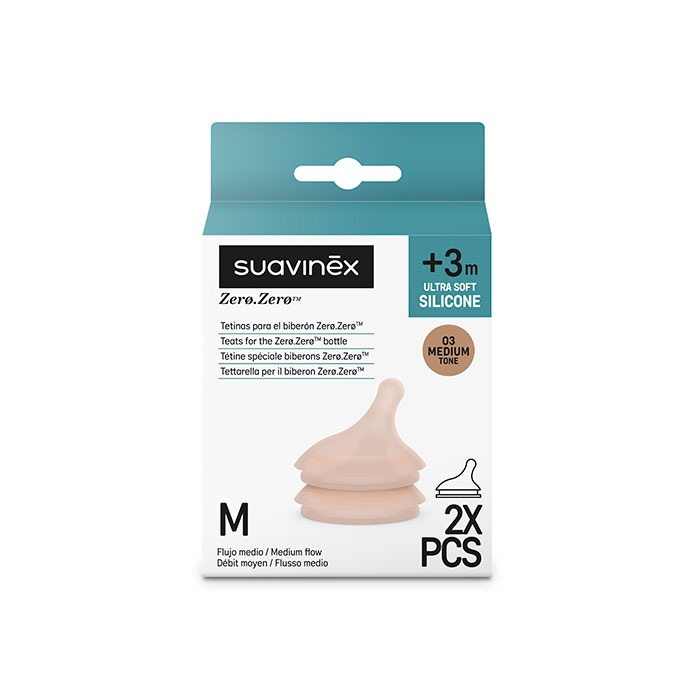 Suavinex Tetina Anticólico Zero Zero Flujo Medio 03 Medium +3m 2 Uds