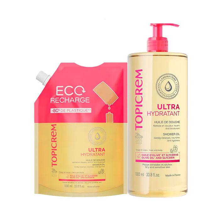 Topicrem Pack Aceite de Ducha Ultra Hidratante 1000ml + Eco-recarga 1000ml