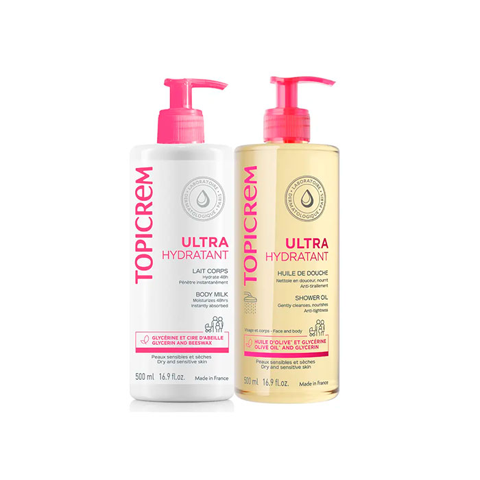 Topicrem Pack Aceite de Ducha Ultra Hidratante 500ml + Leche Ultra Hidratante Corporal 500ml