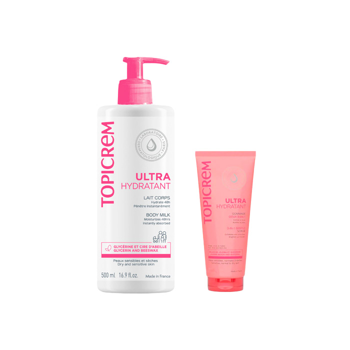 Topicrem Pack Leche Ultra Hidratante Corporal 500ml + Exfoliante Suave Ultra-hidratante 3 en 1 50ml