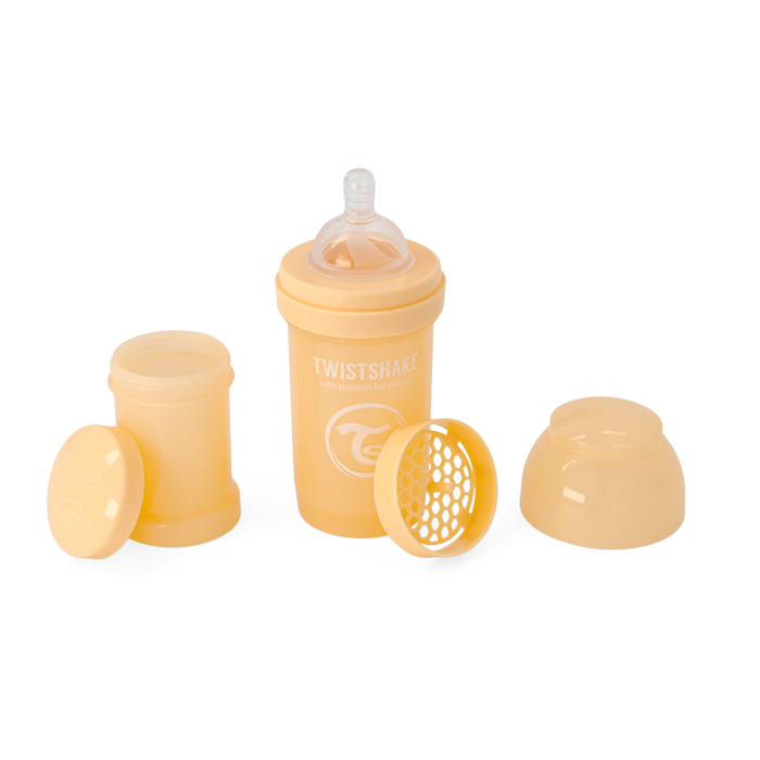 Biberon Anticolica Twistshake 180ml - Con Contenitore Latte E Miscelatore, Capezzolo Flusso Lento, 0+ Mesi