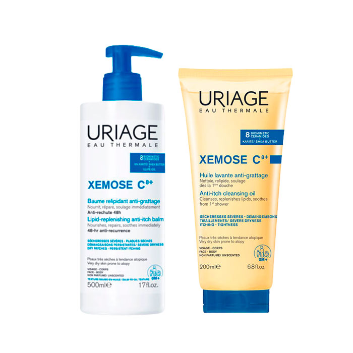 Uriage Xémose C8+ Pack Bálsamo Relipidizante Anti-picor 500ml + Aceite Limpiador Calmante 200ml