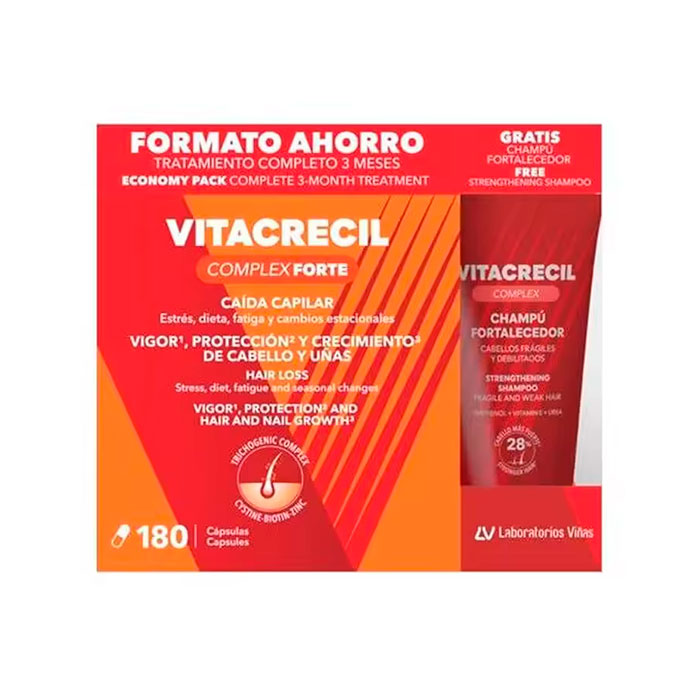 Vitacrecil Complex Forte Pack 180 Cápsulas + Champú Fortalecedor 200ml