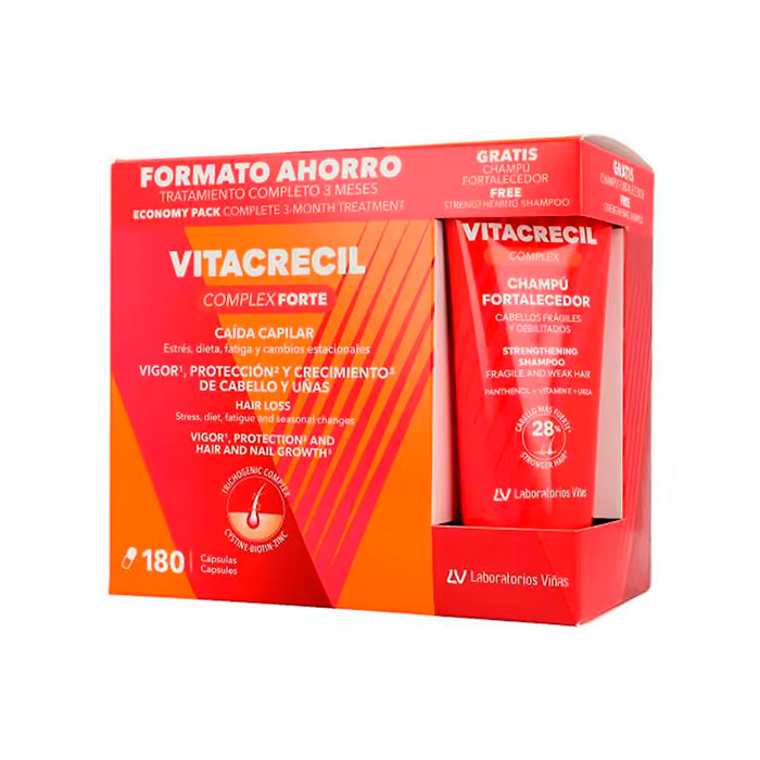 Vitacrecil Complex Forte Pack 180 Cápsulas + Champú Fortalecedor 200ml