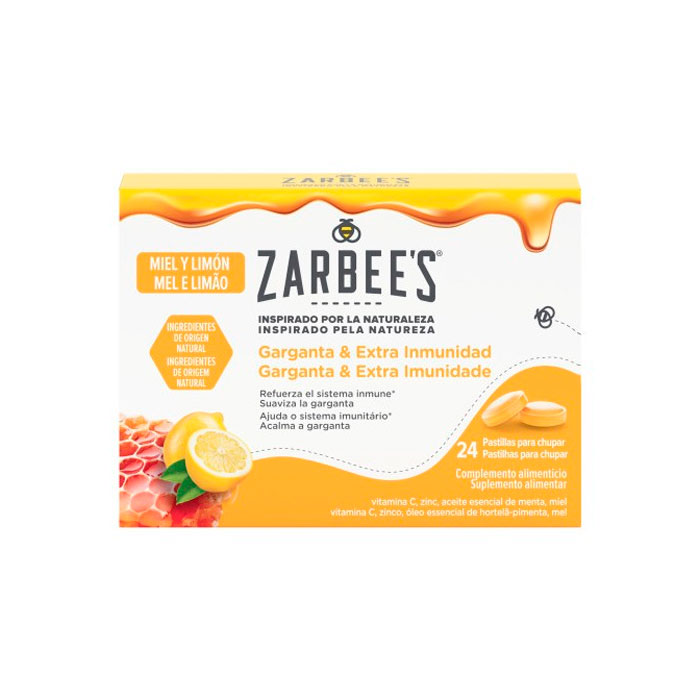 Zarbee´s Garganta y Extra Inmunidad Miel y Limón 24 Pastillas Para Chupar